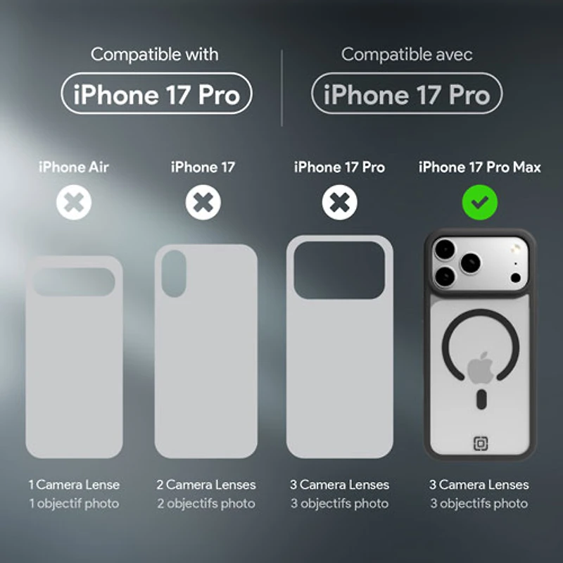 Étui rigide ajusté Velocity d'Incipio avec MagSafe pour iPhone 17 Pro Max - Noir/Transparent