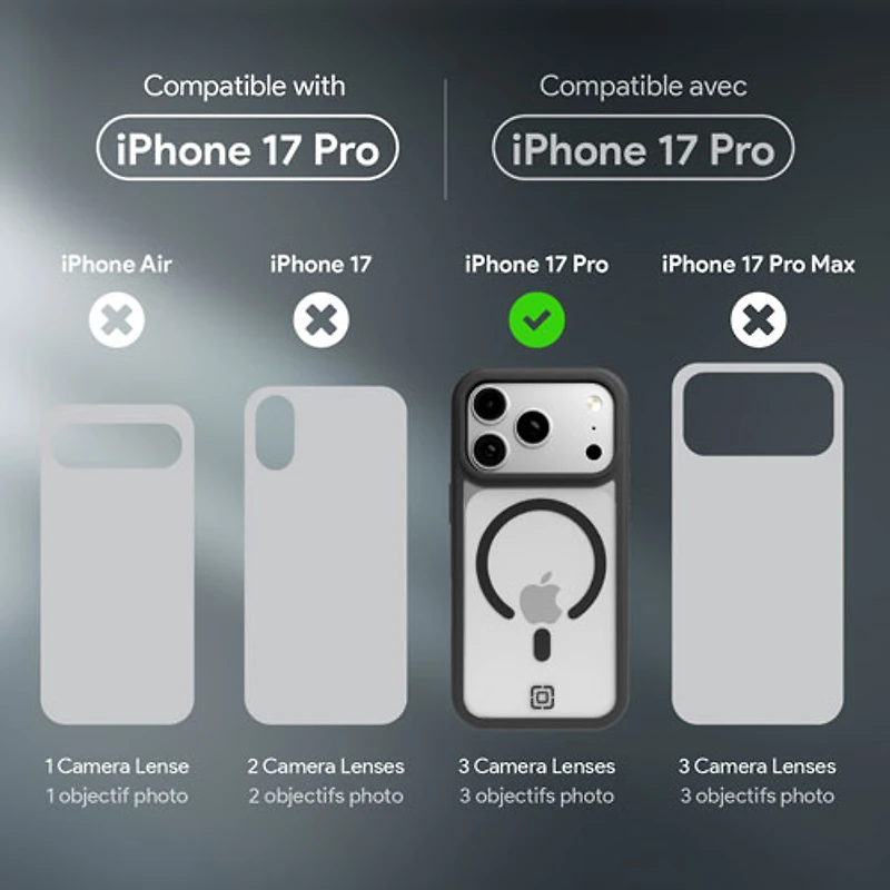 Étui rigide ajusté Velocity d'Incipio avec MagSafe pour iPhone 17 Pro - Noir/Transparent