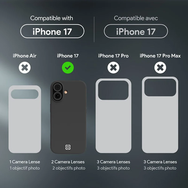 Étui rigide ajusté Sensor d'Incipio avec MagSafe pour iPhone 17 - Noir/Transparent