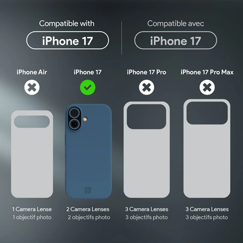 Étui rigide ajusté Sensor d'Incipio avec MagSafe pour iPhone 17 - Bleu marine