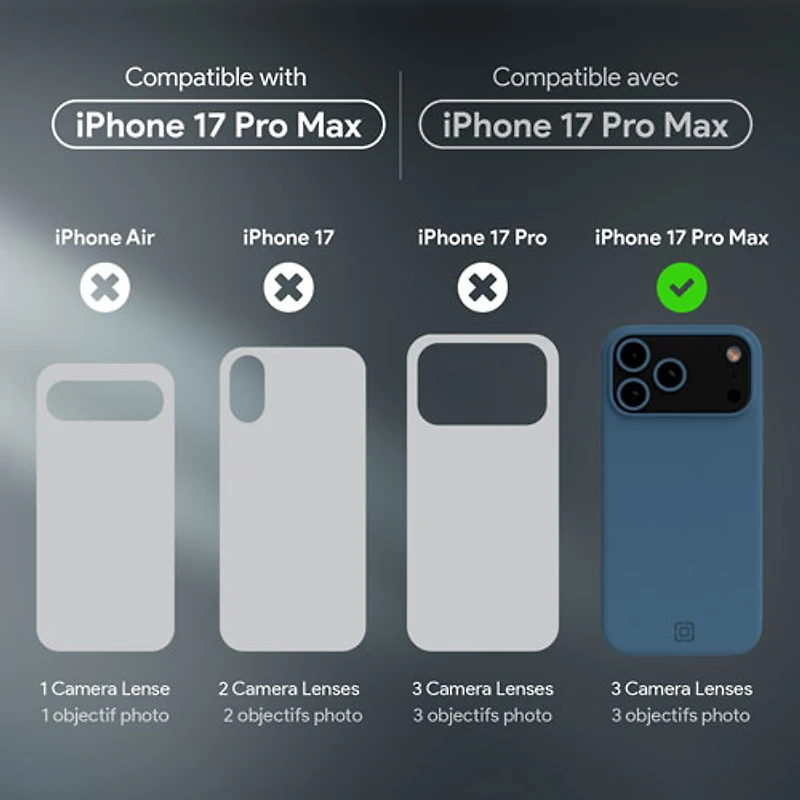 Étui rigide ajusté Sensor d'Incipio avec MagSafe pour iPhone 17 Pro Max - Bleu marine