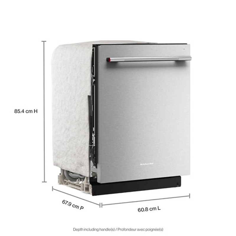 KitchenAid 24" 47dB Built-In Dishwasher with Stainless Steel Tub & Third Rack (KDTS224SPS) - PrintShield Stainless