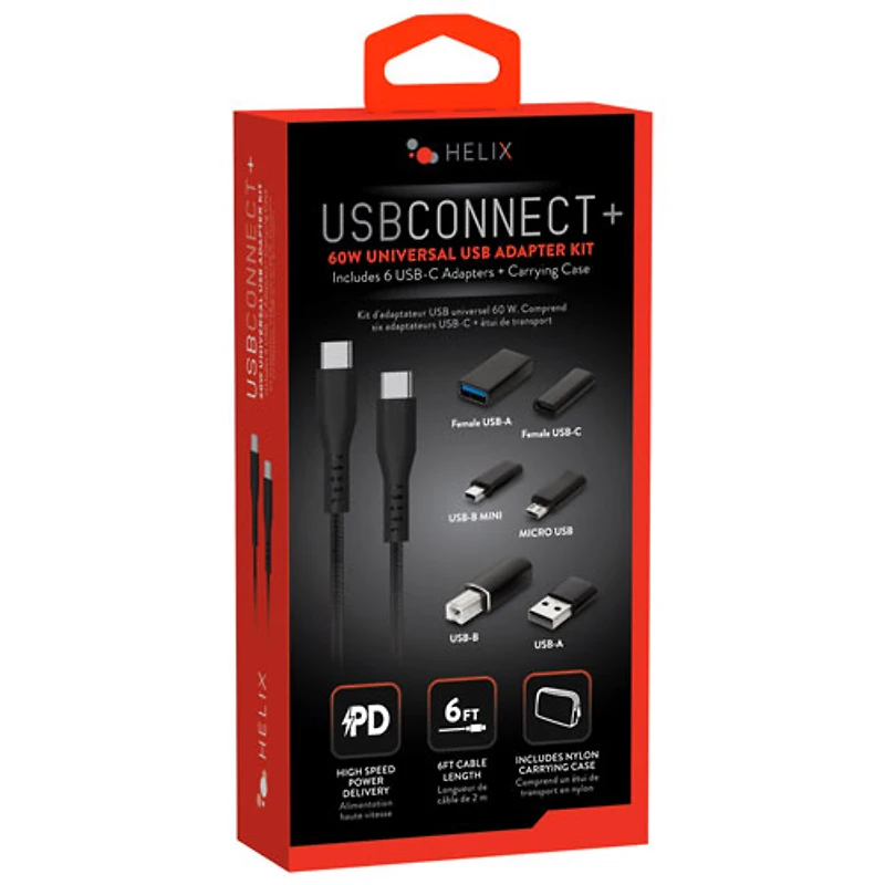 Helix 1.8m (6 ft.) 60W USB Cable with Universal Adapter Kit (ETHCKIT)