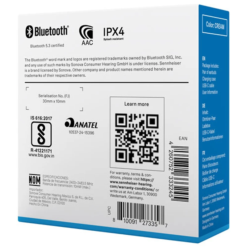 Sennheiser ACCENTUM Open In-Ear True Wireless Earbuds - Cream