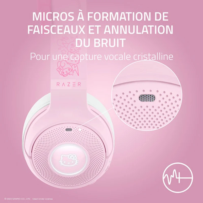 Casque de jeu sans fil BT Kraken Kitty V2 de Razer - Hello Kitty