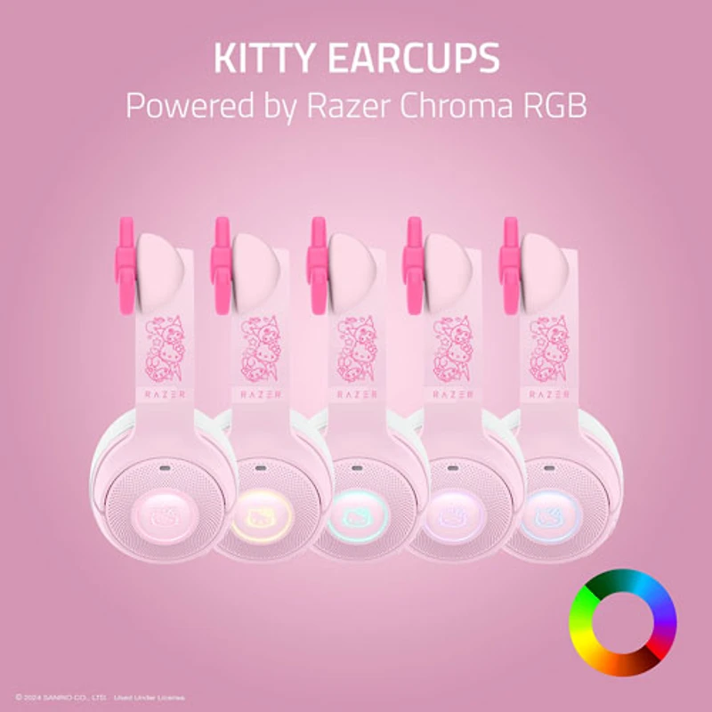 Casque de jeu sans fil BT Kraken Kitty V2 de Razer - Hello Kitty