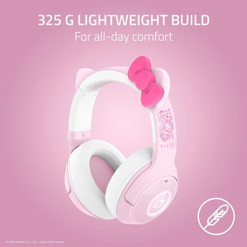 Casque de jeu sans fil BT Kraken Kitty V2 de Razer - Hello Kitty