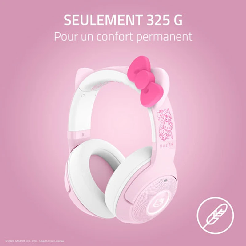 Casque de jeu sans fil BT Kraken Kitty V2 de Razer - Hello Kitty