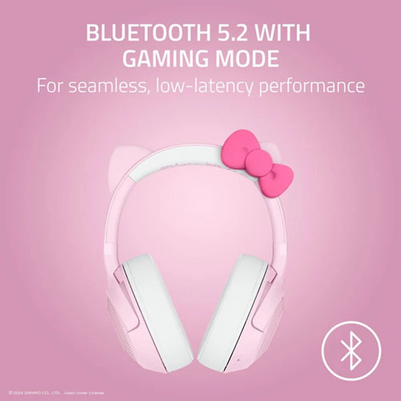 Casque de jeu sans fil BT Kraken Kitty V2 de Razer - Hello Kitty