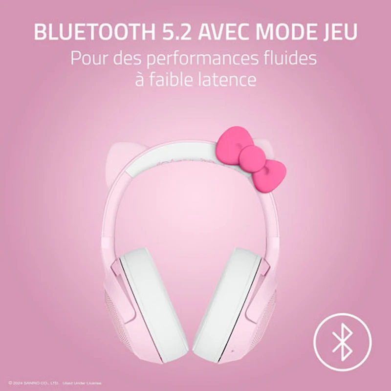 Casque de jeu sans fil BT Kraken Kitty V2 de Razer - Hello Kitty