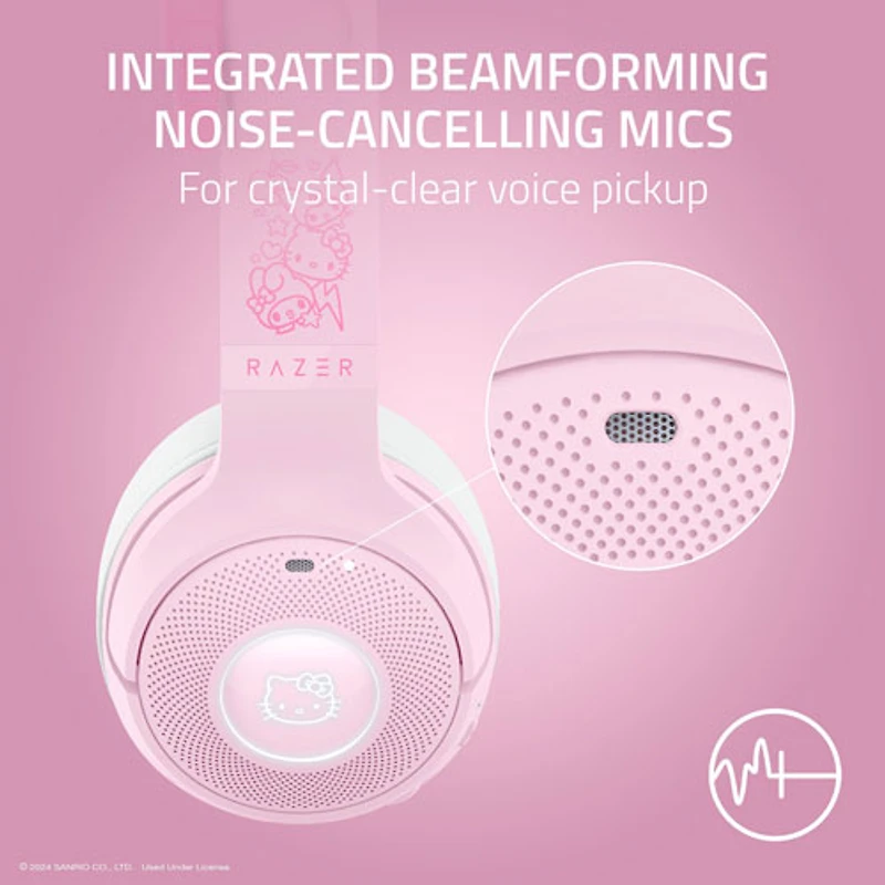 Casque de jeu sans fil BT Kraken Kitty V2 de Razer - Hello Kitty