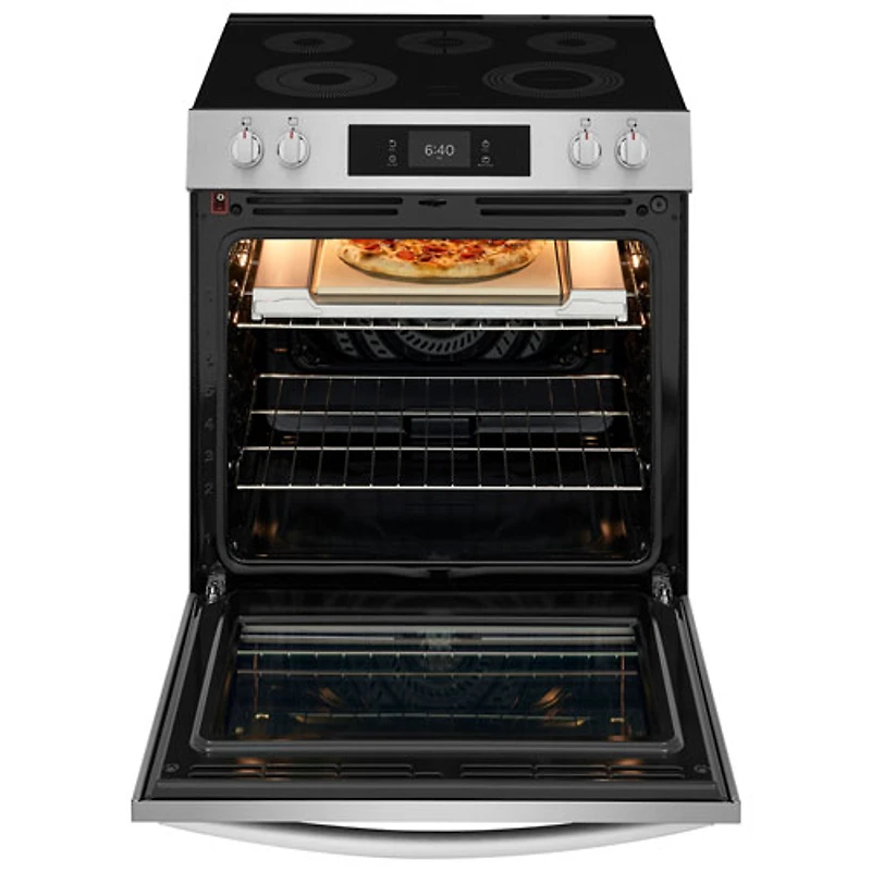 Cuisinière électrique 5 éléments friture à l'air 30 po 6,2 pi³ Gallery de Frigidaire avec option de pizza cuite sur pierre (GCFE307CBF) - Acier inoxydable