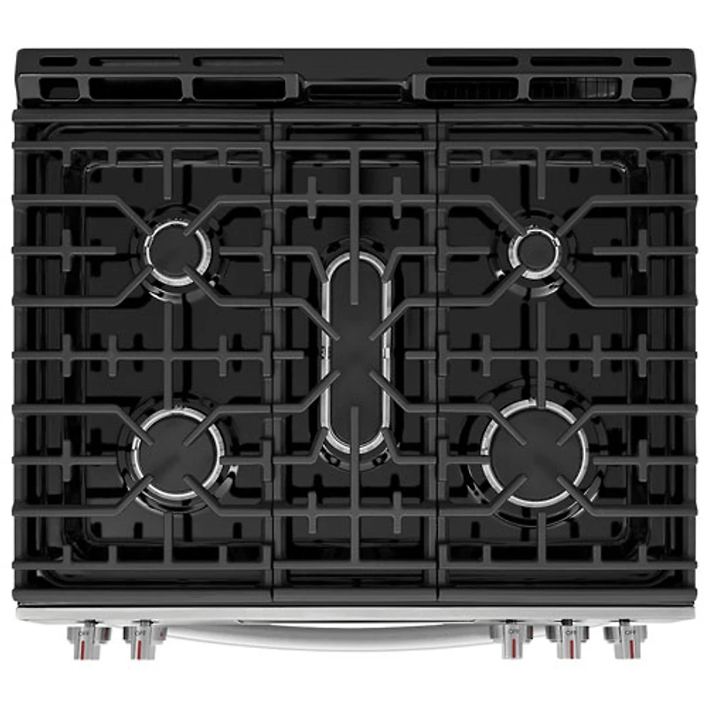 Cuisinière à gaz avec friture à l'air 5 brûleurs 6 pi³ 30 po Gallery de Frigidaire avec option de pizza cuite sur pierre (GCFG3070BF) - Acier inoxydable