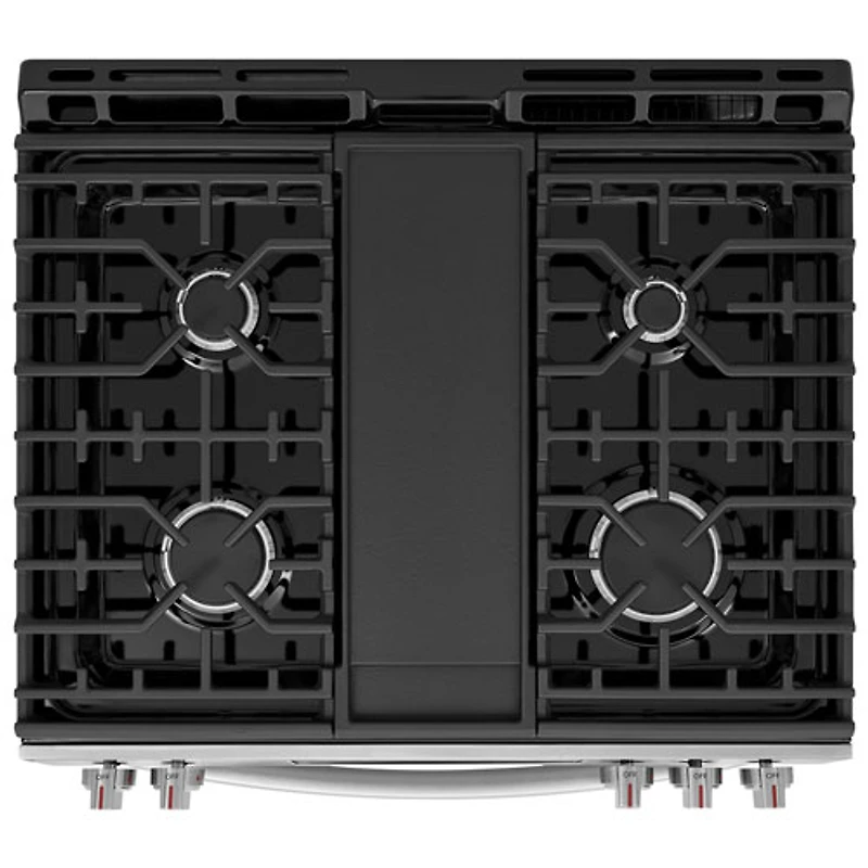 Cuisinière à gaz avec friture à l'air 5 brûleurs 6 pi³ 30 po Gallery de Frigidaire avec option de pizza cuite sur pierre (GCFG3070BF) - Acier inoxydable