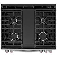 Cuisinière à gaz avec friture à l'air 5 brûleurs 6 pi³ 30 po Gallery de Frigidaire avec option de pizza cuite sur pierre (GCFG3070BF) - Acier inoxydable
