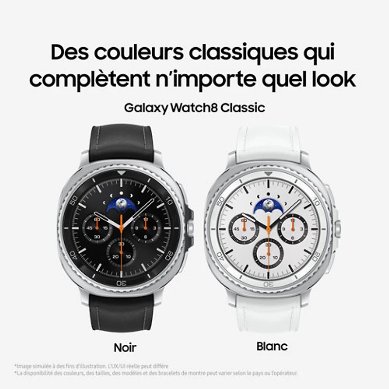 Montre intelligente Bluetooth de 46 mm Samsung Galaxy Watch8 Classic - Noir