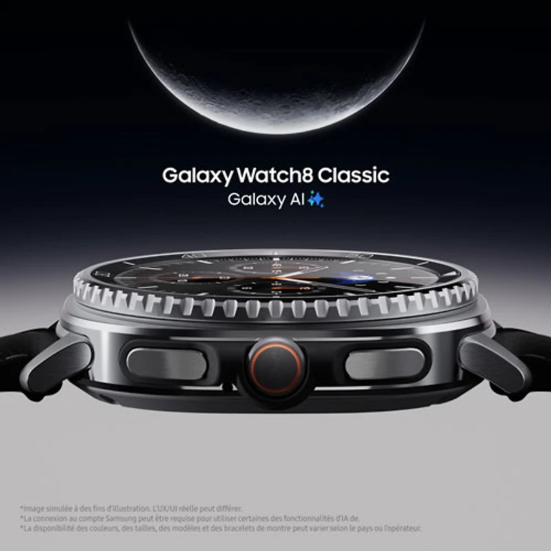 Montre intelligente Bluetooth de 46 mm Samsung Galaxy Watch8 Classic - Noir
