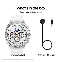 Montre intelligente Bluetooth de 46 mm Galaxy Watch8 Classic de Samsung - Blanc