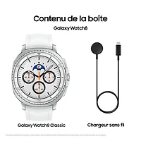 Montre intelligente Bluetooth de 46 mm Galaxy Watch8 Classic de Samsung - Blanc