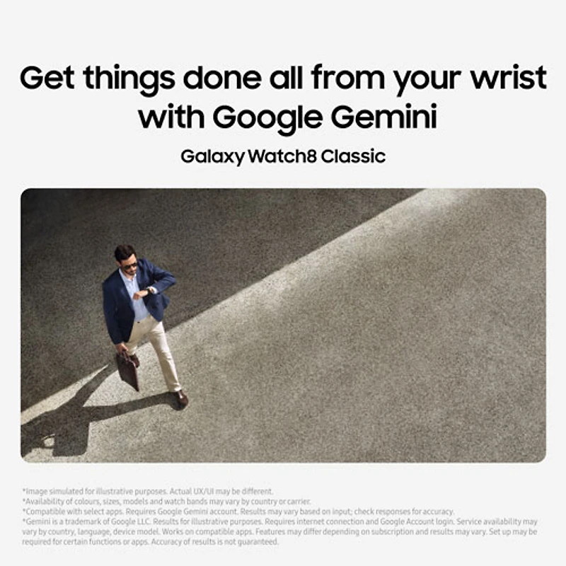 Montre intelligente LTE de 46 mm Galaxy Watch8 Classic de Samsung - Blanc