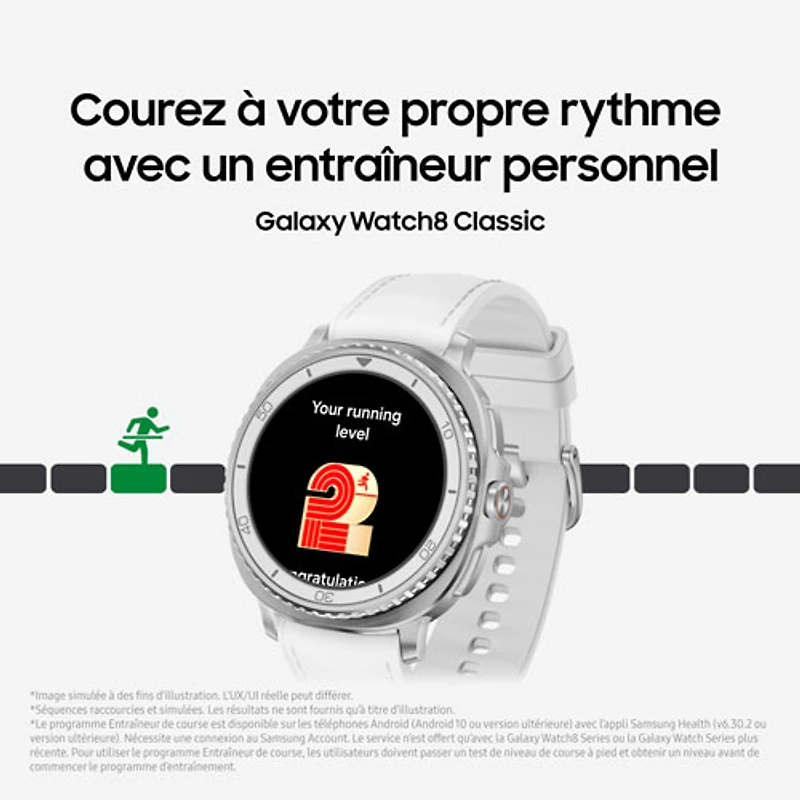 Montre intelligente LTE de 46 mm Galaxy Watch8 Classic de Samsung - Blanc