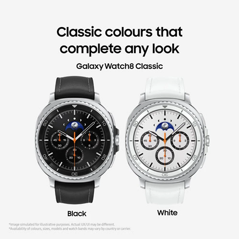 Montre intelligente LTE de 46 mm Galaxy Watch8 Classic de Samsung - Blanc