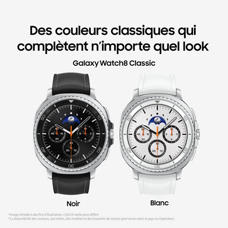 Montre intelligente LTE de 46 mm Galaxy Watch8 Classic de Samsung - Blanc