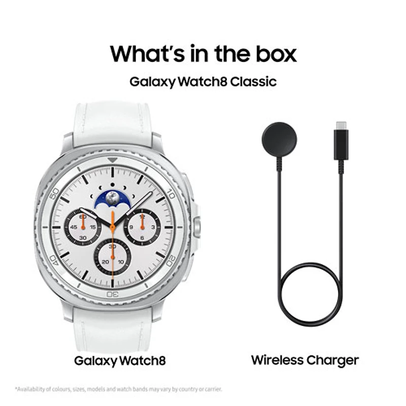 Montre intelligente LTE de 46 mm Galaxy Watch8 Classic de Samsung - Blanc