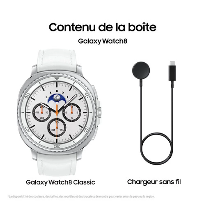 Montre intelligente LTE de 46 mm Galaxy Watch8 Classic de Samsung - Blanc