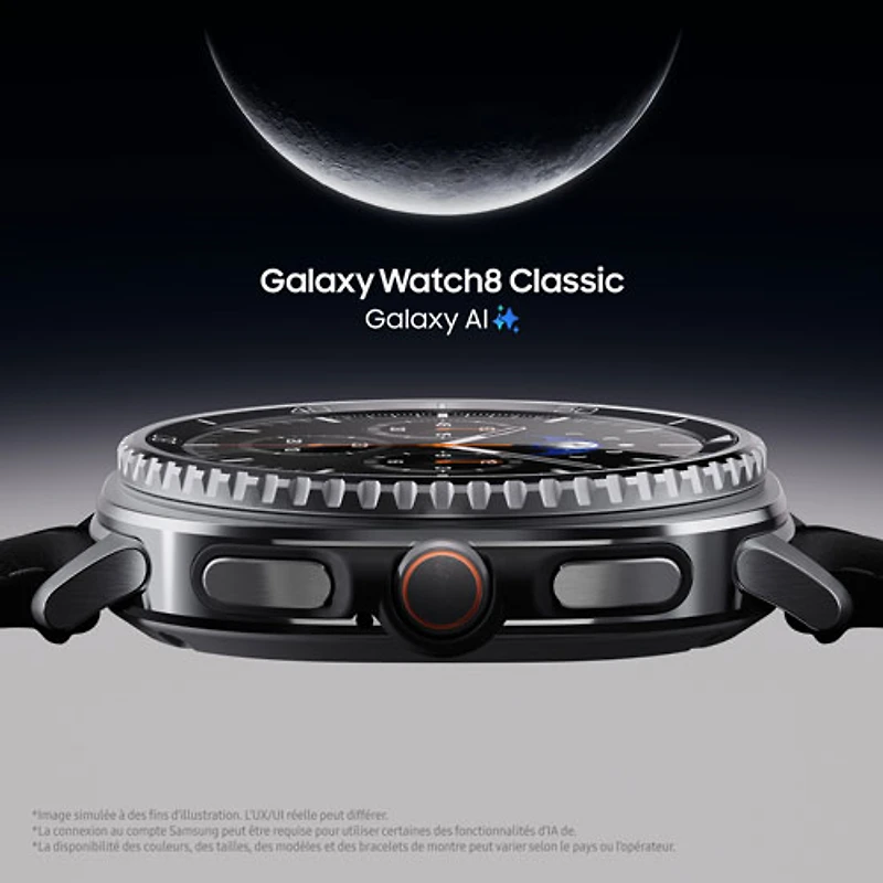 Montre intelligente LTE de 46 mm Galaxy Watch8 Classic de Samsung - Blanc