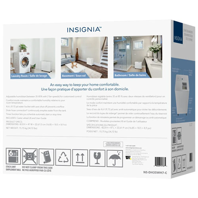 Insignia Dehumidifier with Pump - 35-Pint - Only at Best Buy