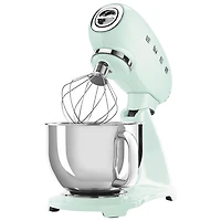 Batteur sur socle à tête inclinable Années 50 de Smeg - 5 pte - 800 W - Vert pastel