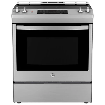 Boîte ouverte - Cuisinière électrique encastrable avec ventilateur à convection et friture à l'air 5,3 pi³ 30 po de GE - Acier inoxydable