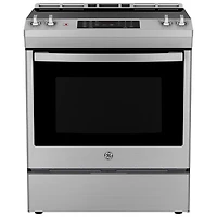 Boîte ouverte - Cuisinière électrique encastrable avec ventilateur à convection et friture à l'air 5,3 pi³ 30 po de GE - Acier inoxydable - Endommagé