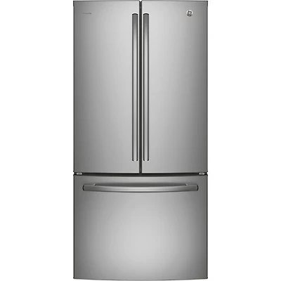 Boîte ouverte - Réfrigérateur à deux portes 33 po 25 pi³ avec distributeur d'eau et de glaçons de GE - Inox - Parfait état