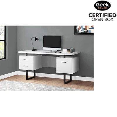 Boîte ouverte - Bureau d'ordinateur flottant avec 3 tiroirs de 60 po de largeur de Monarch - Blanc