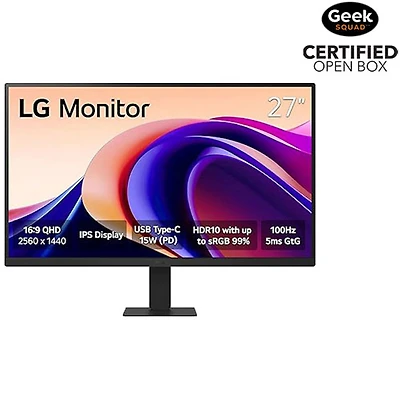 Open Box - LG 27" QHD 100Hz 5ms GTG IPS LCD Monitor (27U631A-B) - Black