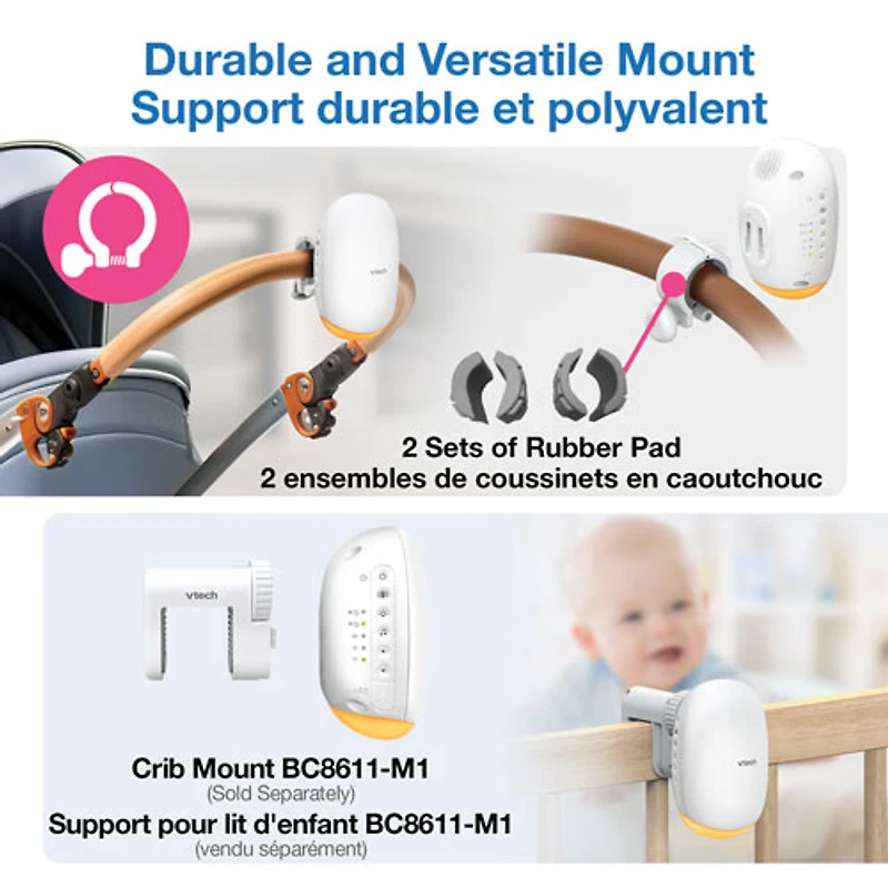 Apaiseur à bascule à son et mouvement pour poussette V-Hush de VTech avec veilleuse