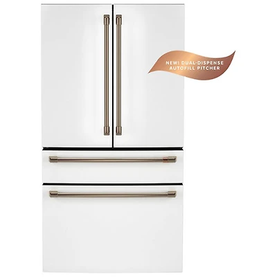 Réfrigérateur à deux portes 23,2 pi³ 34 po à distributeur d'eau Café de GE (CJE23DP4WW2) - Blanc mat