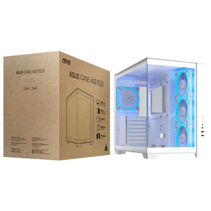 Boîtier d'ordinateur A32 PLUS Gaming ATX d'ASUS - Blanc