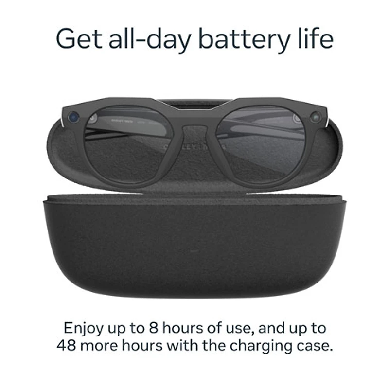 Lunettes intelligentes HSTN Meta d'Oakley avec intelligence artificielle, photo, vidéo, audio et assistant vocal - Noir/Transparent