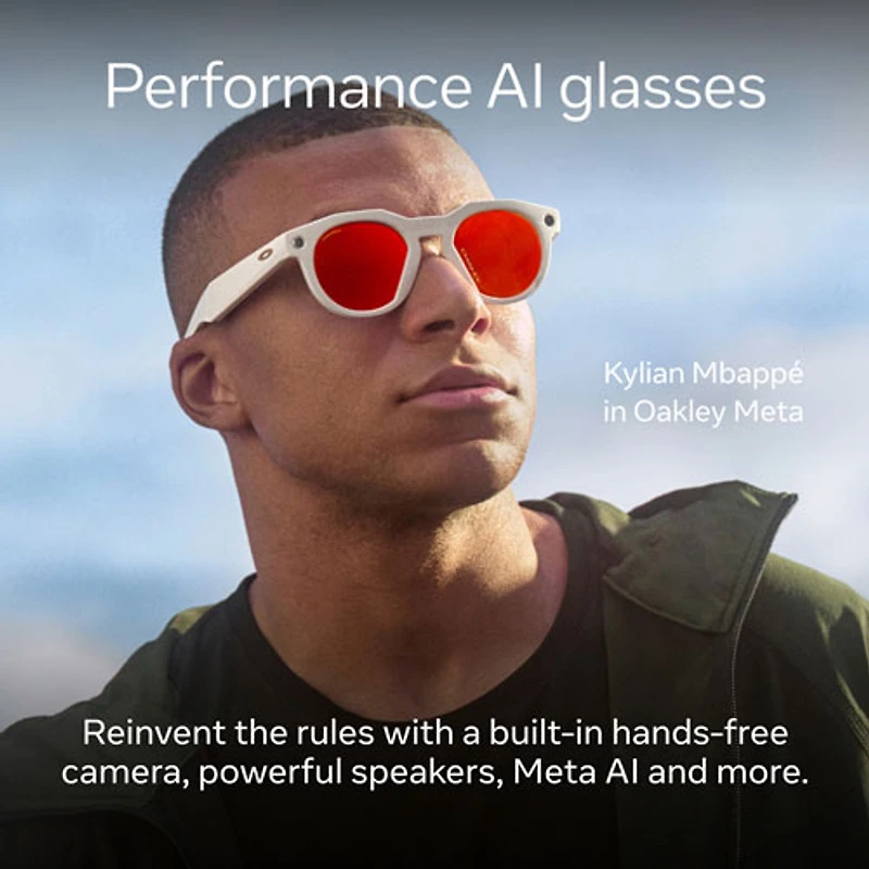 Oakley Meta HSTN Smart Glasses with AI, Photo, Video, Audio & Voice Assistant - Warm Grey/Prizm Ruby