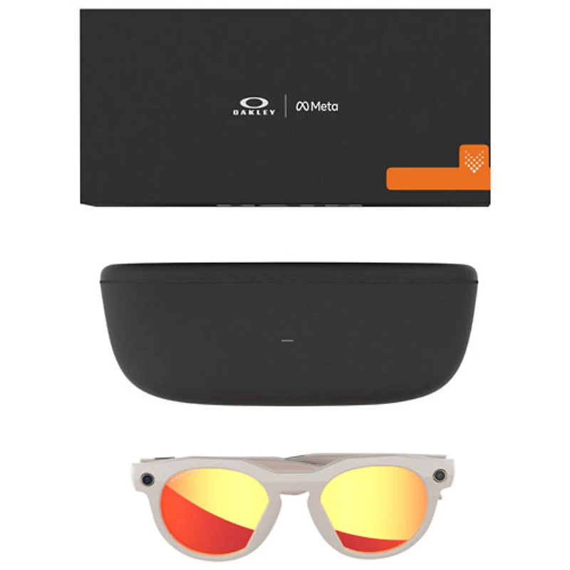 Oakley Meta HSTN Smart Glasses with AI, Photo, Video, Audio & Voice Assistant - Warm Grey/Prizm Ruby
