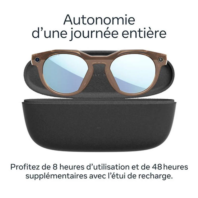 Lunettes intelligentes HSTN Meta d'Oakley avec intelligence artificielle, photo, vidéo, audio et assistant vocal - Brun fumé/Bleu polarisé Prizm