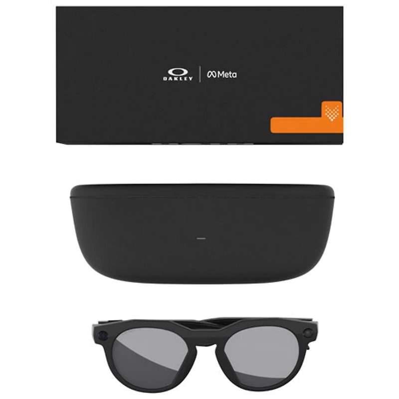 Lunettes intelligentes HSTN Meta d'Oakley avec intelligence artificielle, photo, vidéo, audio et assistant vocal - Noir/Noir polarisé Prizm