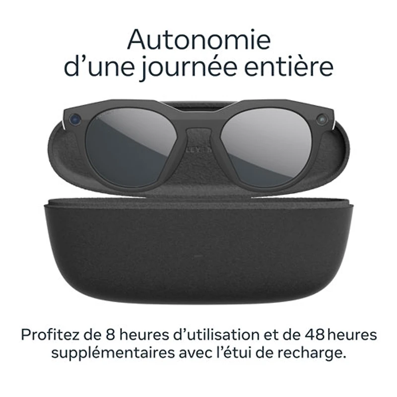 Lunettes intelligentes HSTN Meta d'Oakley avec intelligence artificielle, photo, vidéo, audio et assistant vocal - Noir/Noir polarisé Prizm