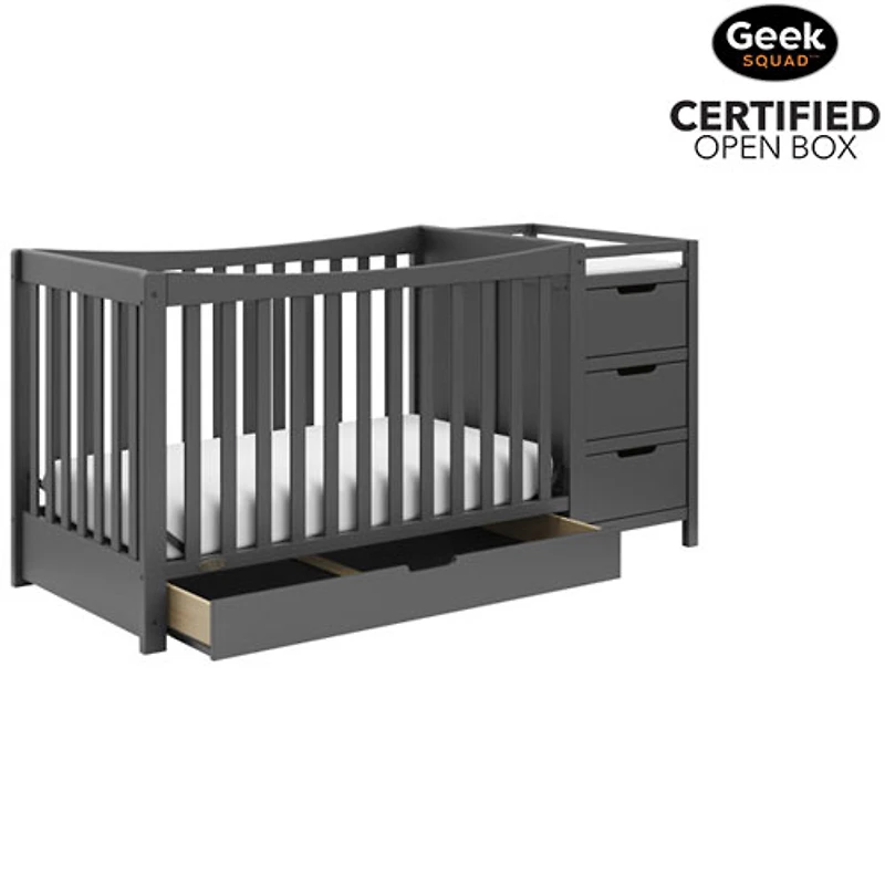 Open Box - Graco Remi 4-in-1 Convertible Crib with Changing Table - Grey