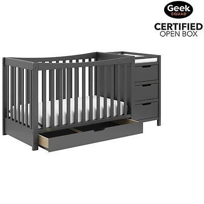 Open Box - Graco Remi 4-in-1 Convertible Crib with Changing Table - Grey