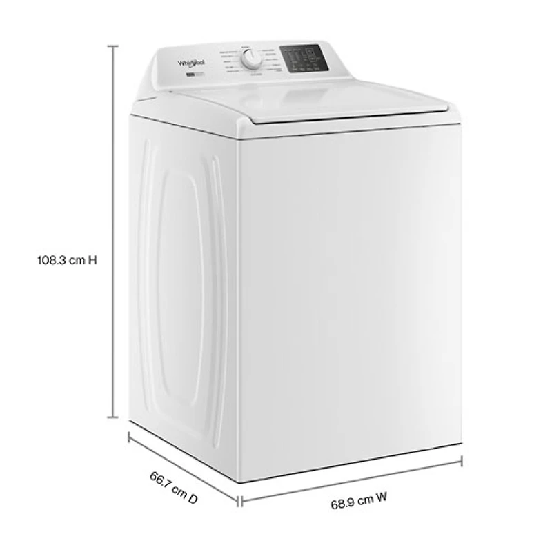 Laveuse à chargement par le haut haute efficacité de 4,8 pi³ de Whirlpool (WTW4107SW) - Blanc