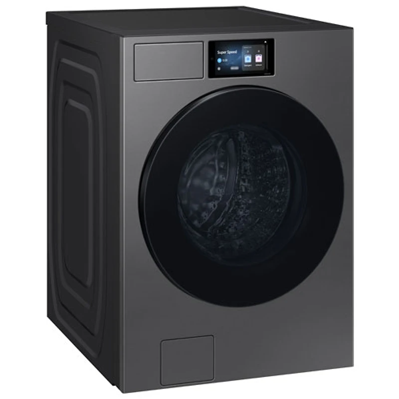 Laveuse à vapeur haute efficacité à chargement frontal de 6,1 pi³ de Samsung (WF90F53ADSA5) - Acier noir